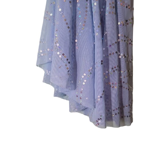 Girls Dressy Dress Light Blue Sleeveless Sequin Tulle Easter Weddings Specials - Picture 4 of 5